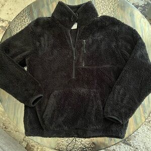 PINK Victoria’s Secret fleece fur half zip pullover size small *black*